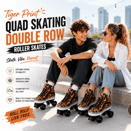 Tiger Print Quad Skating Double Row Roller Skates