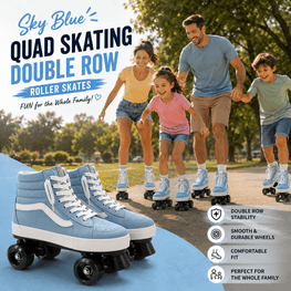 Sky Blue Quad Skating Double Row Roller Skates