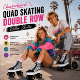 Checkerboard Quad Skating Double Row Roller Skates