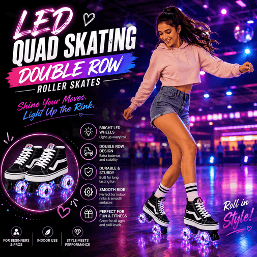 LED Quad Skating Double Row Roller Skates