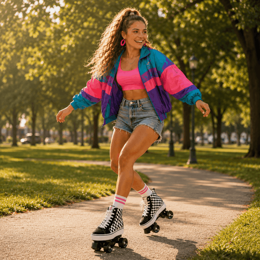 Checkerboard Quad Skating Double Row Roller Skates