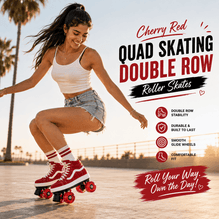 Cherry Red Quad Skating Double Row Roller Skates