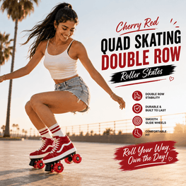 Cherry Red Quad Skating Double Row Roller Skates