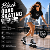 Black Quad Skating Double Row Roller Skates