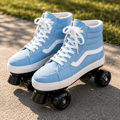 Sky Blue Quad Skating Double Row Roller Skates