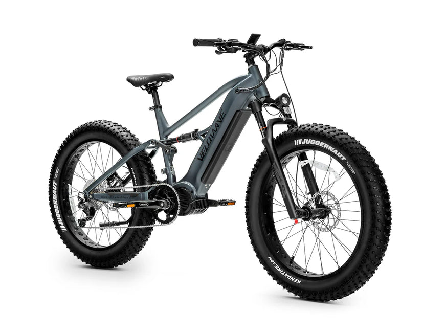 Electric bike with fat tires on a white background. Valowave Brawny XM MTB Mountain Electric Bike