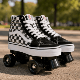 Checkerboard Quad Skating Double Row Roller Skates