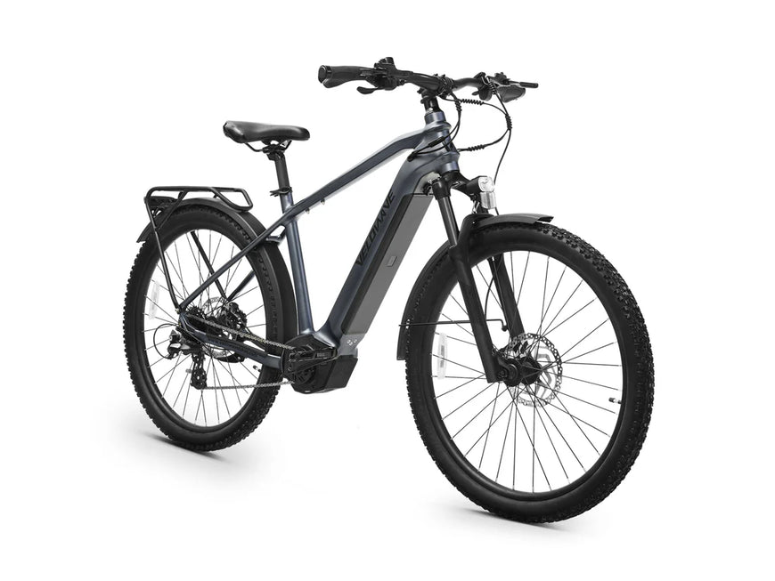 Gray electric bicycle on a white background. Valowave Swift M Mid-Drive Electric Bike