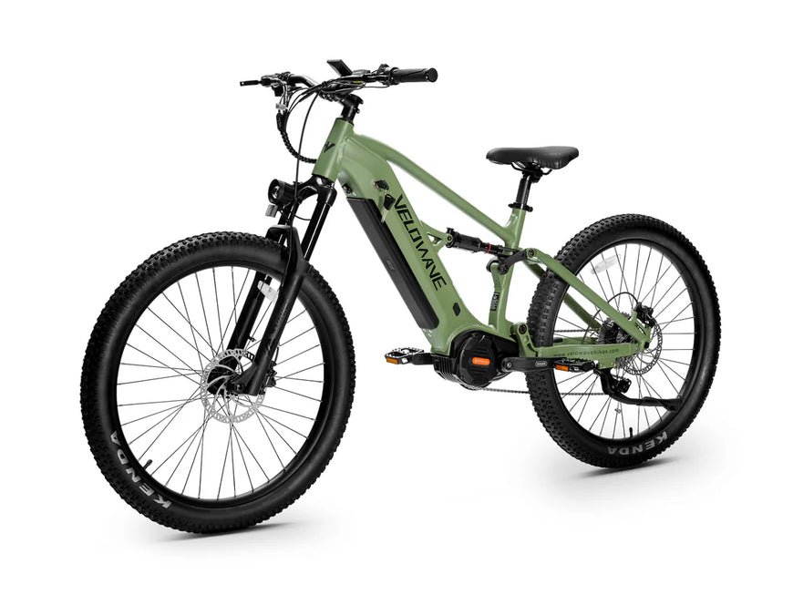 Green electric bike on a white background. Valowave Forest XM MTB