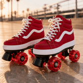 Cherry Red Quad Skating Double Row Roller Skates