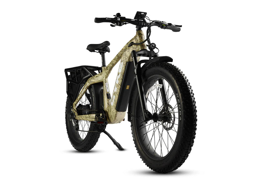Electric bike with camouflage design on a white background. CYKE Cheetah Hunting EBike