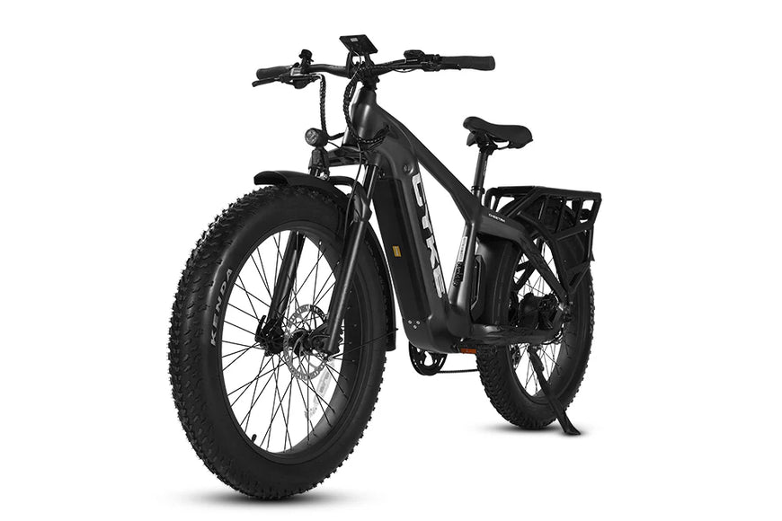 Black electric bike on a white background. CYKE Cheetah Hunting EBike