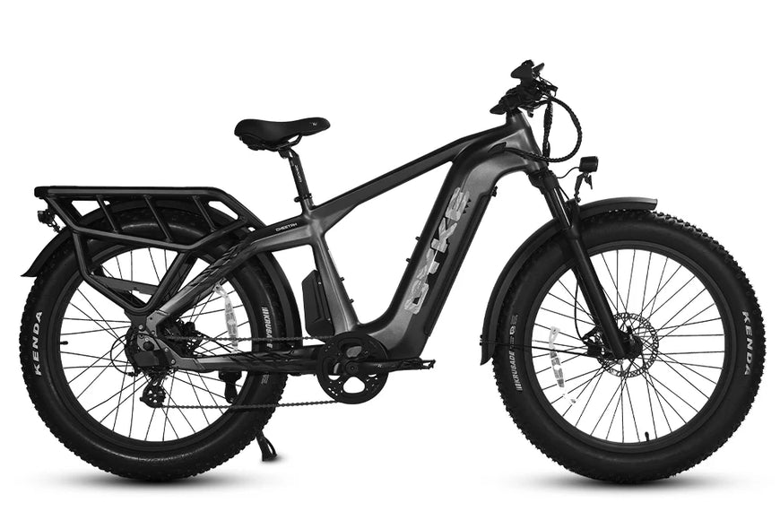 Black electric bike with visible brand logo on a white background. CYKE Cheetah Hunting EBike