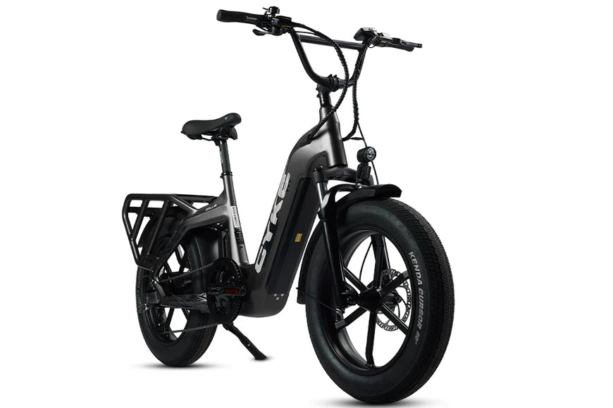 Black electric bike on a white background. CYKE COLLIE Cargo EBike