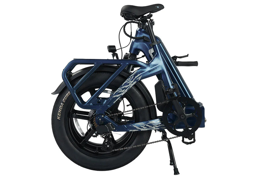 Blue electric bike on a white background. CYKE Grizzly Foldable EBike
