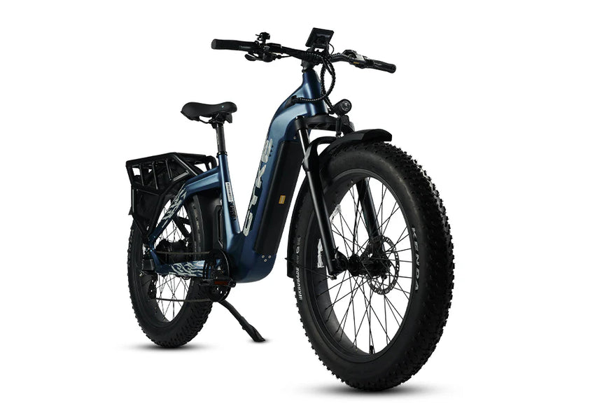 Blue electric bike on a white background. CYKE Lynx Commuter EBike