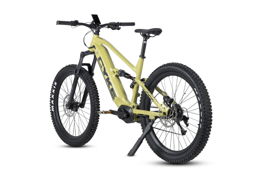 Yellow electric bike on a white background. CYKE Falcon A Full Suspension eBike
