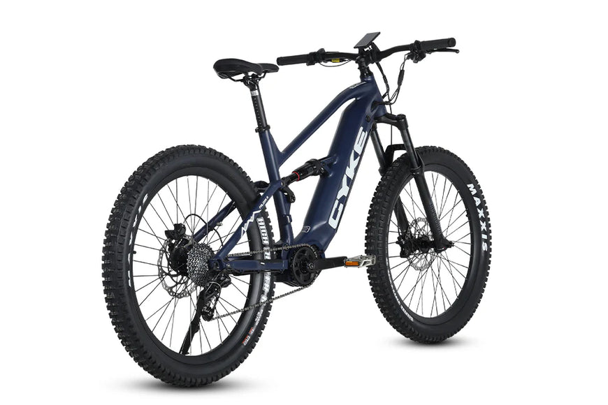 Blue mountain bike on a white background. CYKE Falcon A Full Suspension eBike