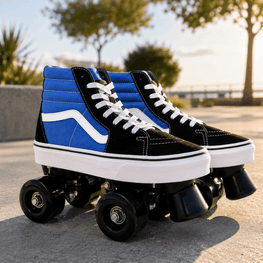 Blue Quad Skating Double Row Roller Skates