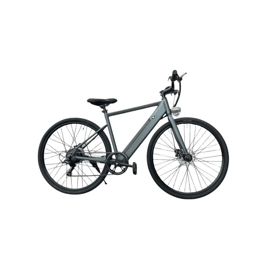 Gray bicycle on a white background. Freego E7 Electric Bicycle For City Commuting