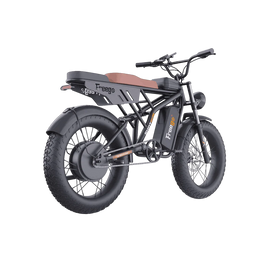 Black electric bike with large tires on a white background. Freego Shotgun Prime F2 Pro Electric Cargo Bike