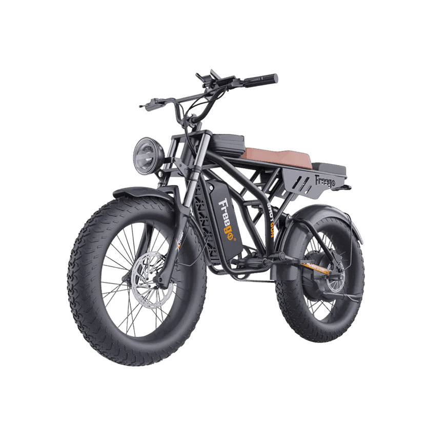 Electric bike with large wheels on a white background. Freego Shotgun Prime F2 Pro Electric Cargo Bike
