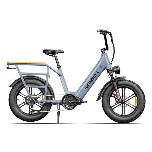 Gray electric bike with 'KINGBULL' branding on a white background. Kingbull Voyager 2.0 Fat Tire Electric Cargo Bike