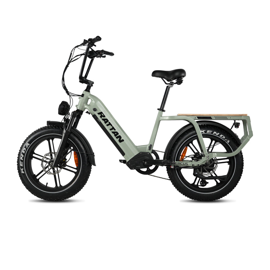 Electric bike with 'Rattan' branding on a white background. Rattan Quercus Long Range Utility Ebike