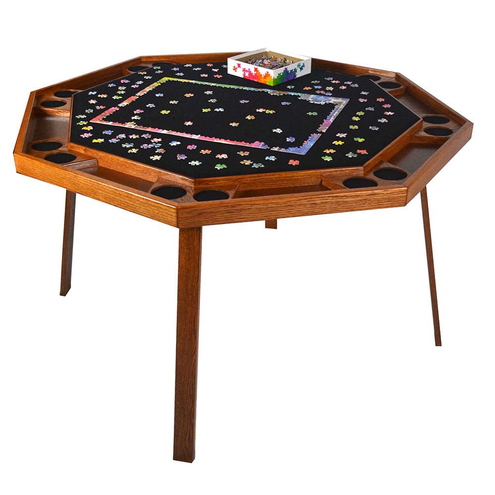 Kestell 8 Player 52" Folding Poker Table - Oak