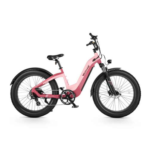 Pink electric bike on a white background. Valowave Grace 2.0 Step-Thru Electric Bike