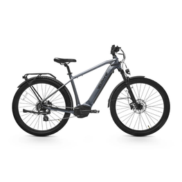 Gray electric bicycle on a white background. Valowave Swift M Mid-Drive Electric Bike