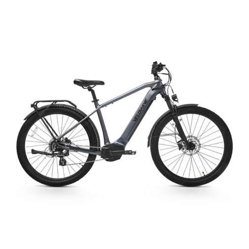 Gray electric bicycle on a white background. Valowave Swift M Mid-Drive Electric Bike
