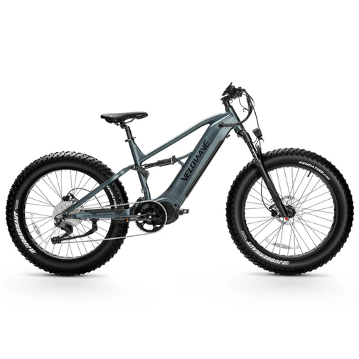 Gray electric bike on a white background. Valowave Brawny XM MTB Mountain Electric Bike