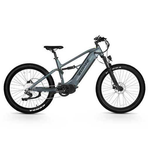 Gray electric bicycle on a white background. Valowave Forest XM MTB