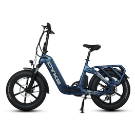 Blue electric bike with 'CYKE' branding on a white background. CYKE Grizzly Foldable EBike