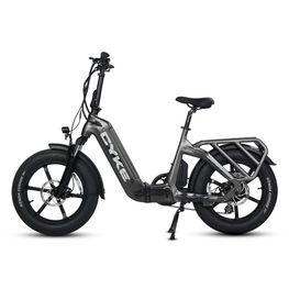 Gray electric bike with 'Cyke' branding on a white background. CYKE Grizzly Foldable EBike