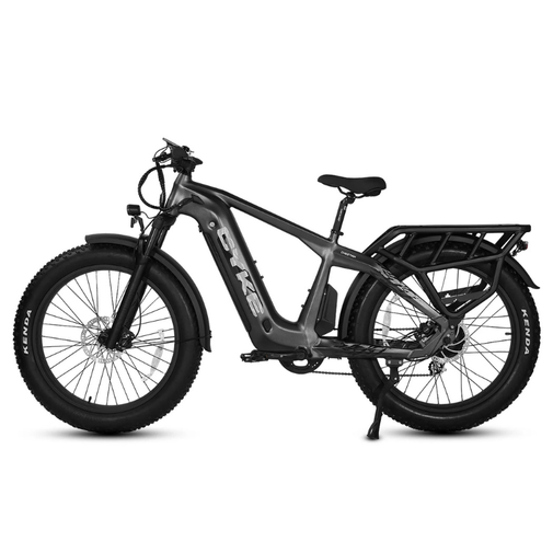 Black electric bike on a white background. CYKE Cheetah Hunting EBike
