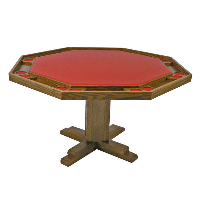 Kestell 8 Player 52" Pedestal-Base Poker Table - Oak