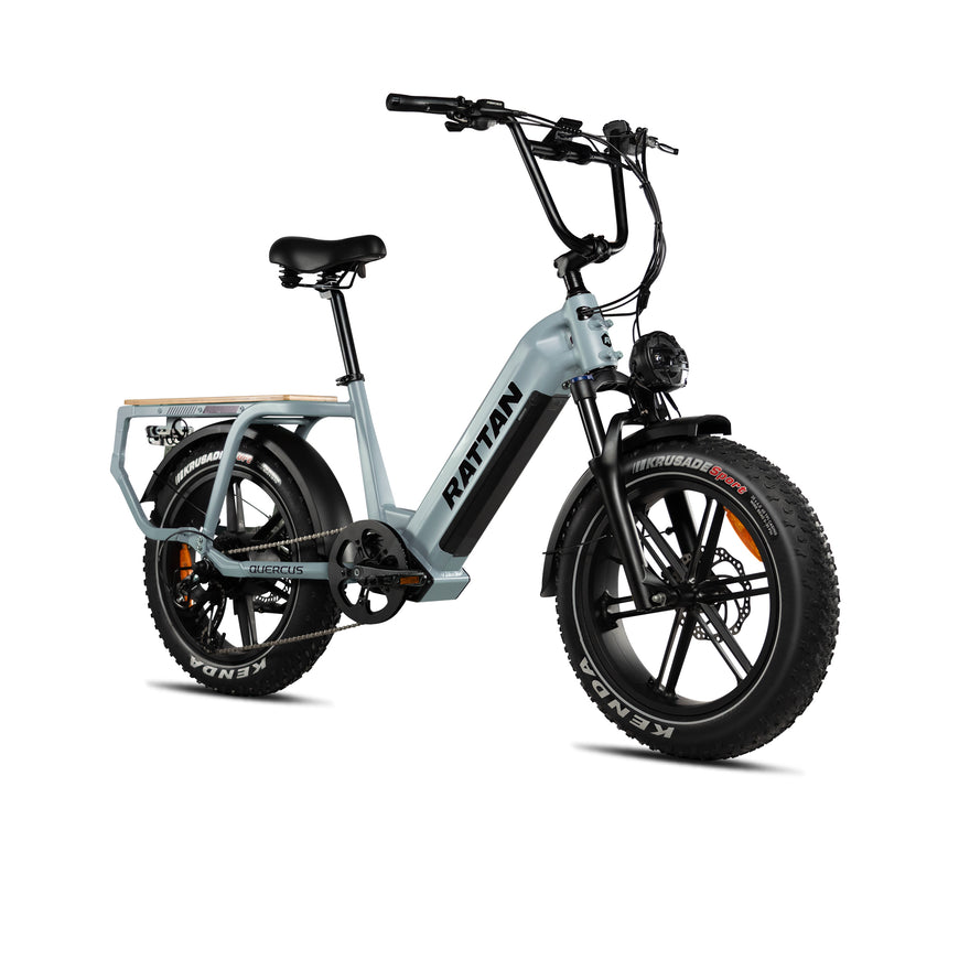 Electric bike with 'Rattan' branding on a white background. Rattan Quercus Long Range Utility Ebike