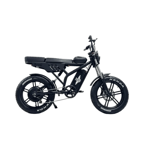 Black electric bike on a white background. Freego Shotgun F2 Pro Max Prime Fat Tire E-Bike
