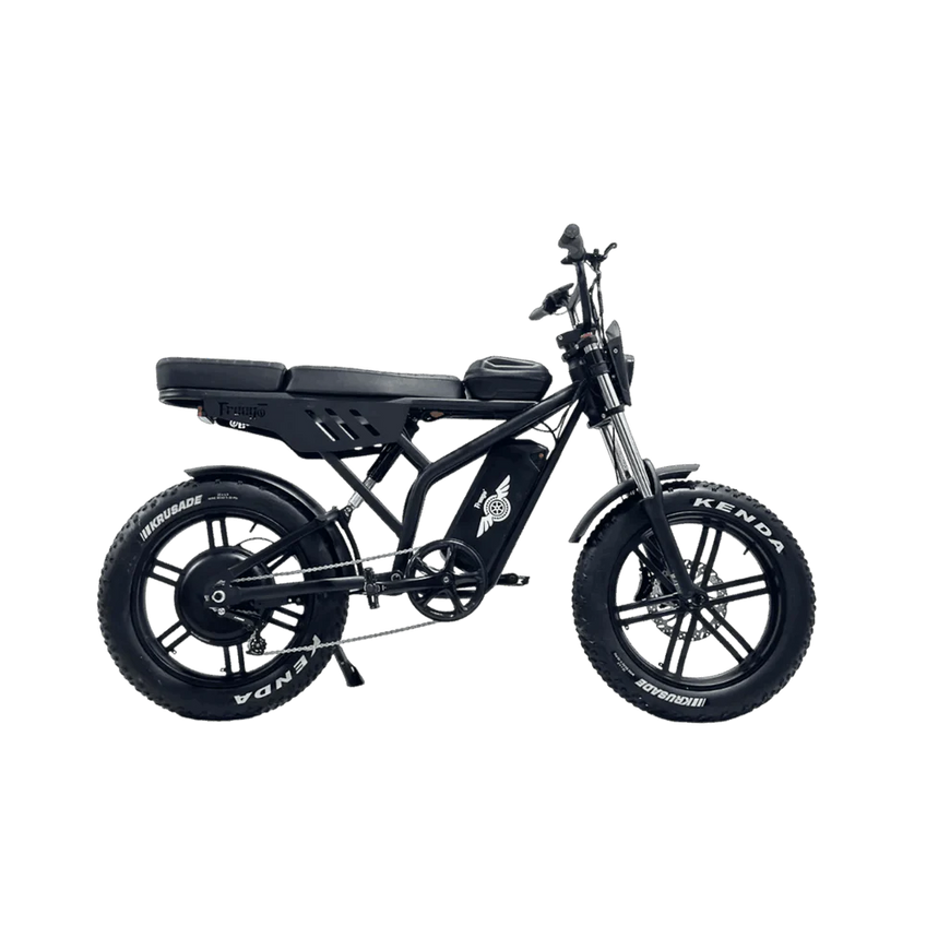 Black electric bike on a white background. Freego Shotgun F2 Pro Max Prime Fat Tire E-Bike