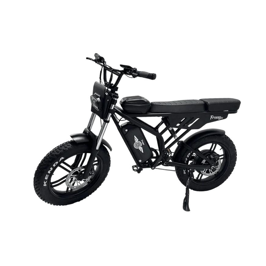 Black electric bike on a white background. Freego Shotgun F2 Pro Max Prime Fat Tire E-Bike