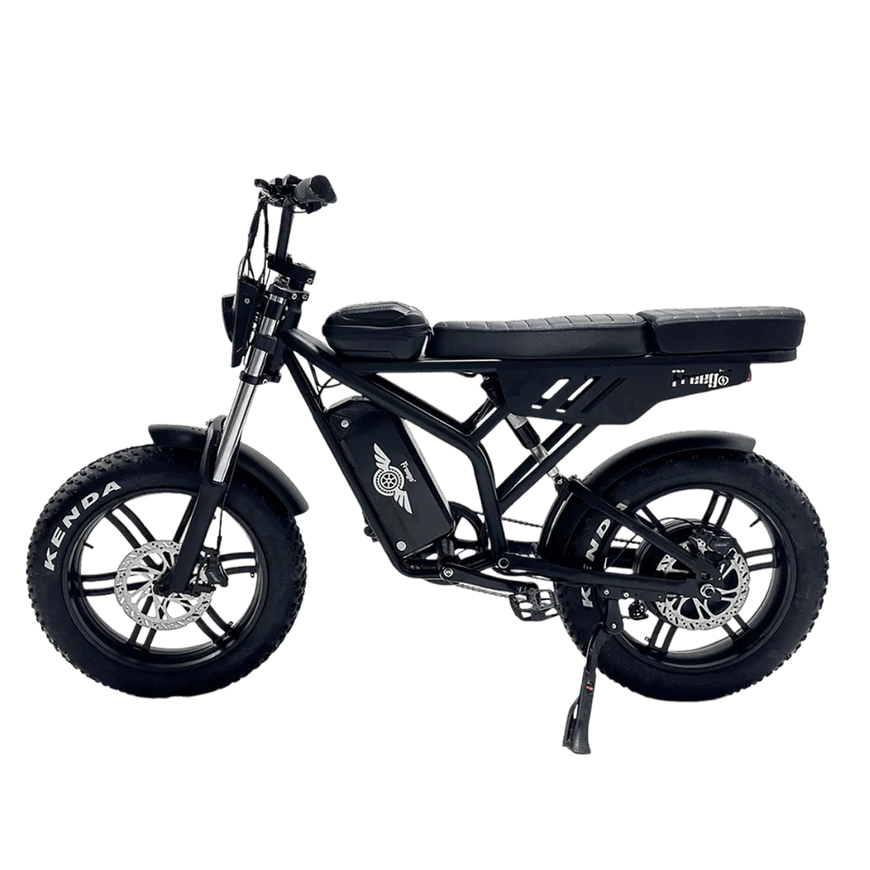 Black electric bike on a white background. Freego Shotgun F2 Pro Max Prime Fat Tire E-Bike