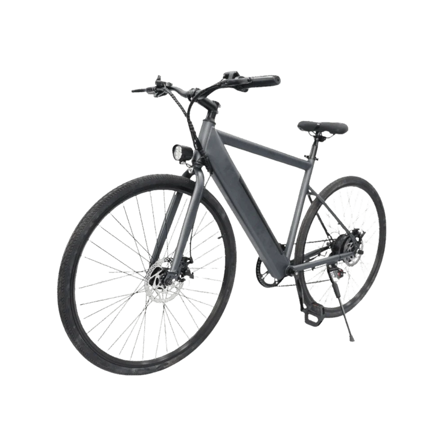 Gray electric bicycle on a white background. Freego E7 Electric Bicycle For City Commuting