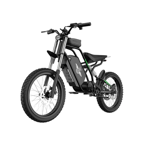 Black electric bike on a white background. Freego Nova 3 Mid-Drive All-Terrain Dirt eBike