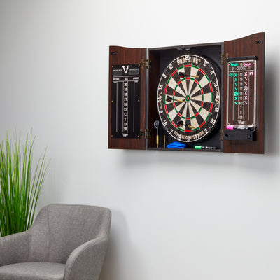 Viper Vault Deluxe Dartboard Cabinet With Shot King Sisal Dartboard And Illumiscore Scoreboard