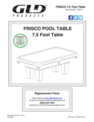 Fat Cat Frisco 7.5' Billiard Table