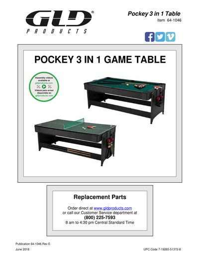 Fat Cat Original 3-in-1 7' Pockey Multi-Game Table