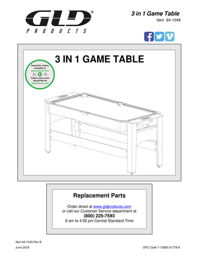 Fat Cat 3-in-1 6' Flip Multi-Game Table
